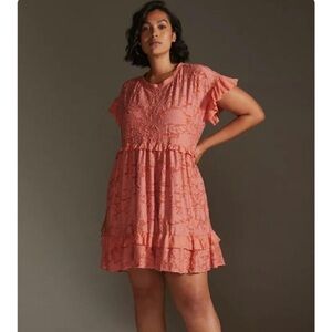 NWT By Anthropologie ruffle knit mini dress floral